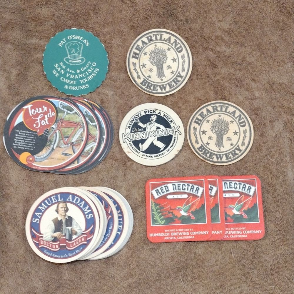 Samuel Adams Red Nectar Tour de Fat Heartland kinnikinick Pat o bundle coasters